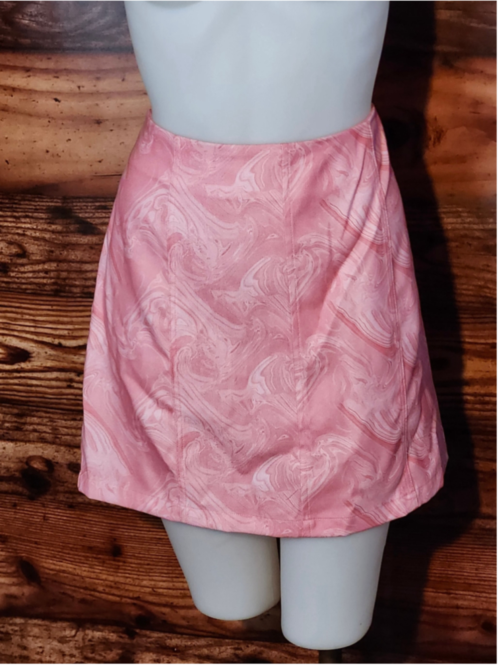 Women's Altar'd State Pink Marble Print Mini Skirt Size L NWT